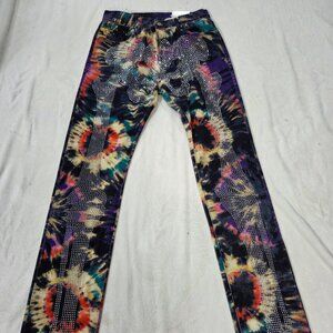 MNML Men’s Size 30 Skeleton Sequins/Rhinestones Multicolored Denim Jeans